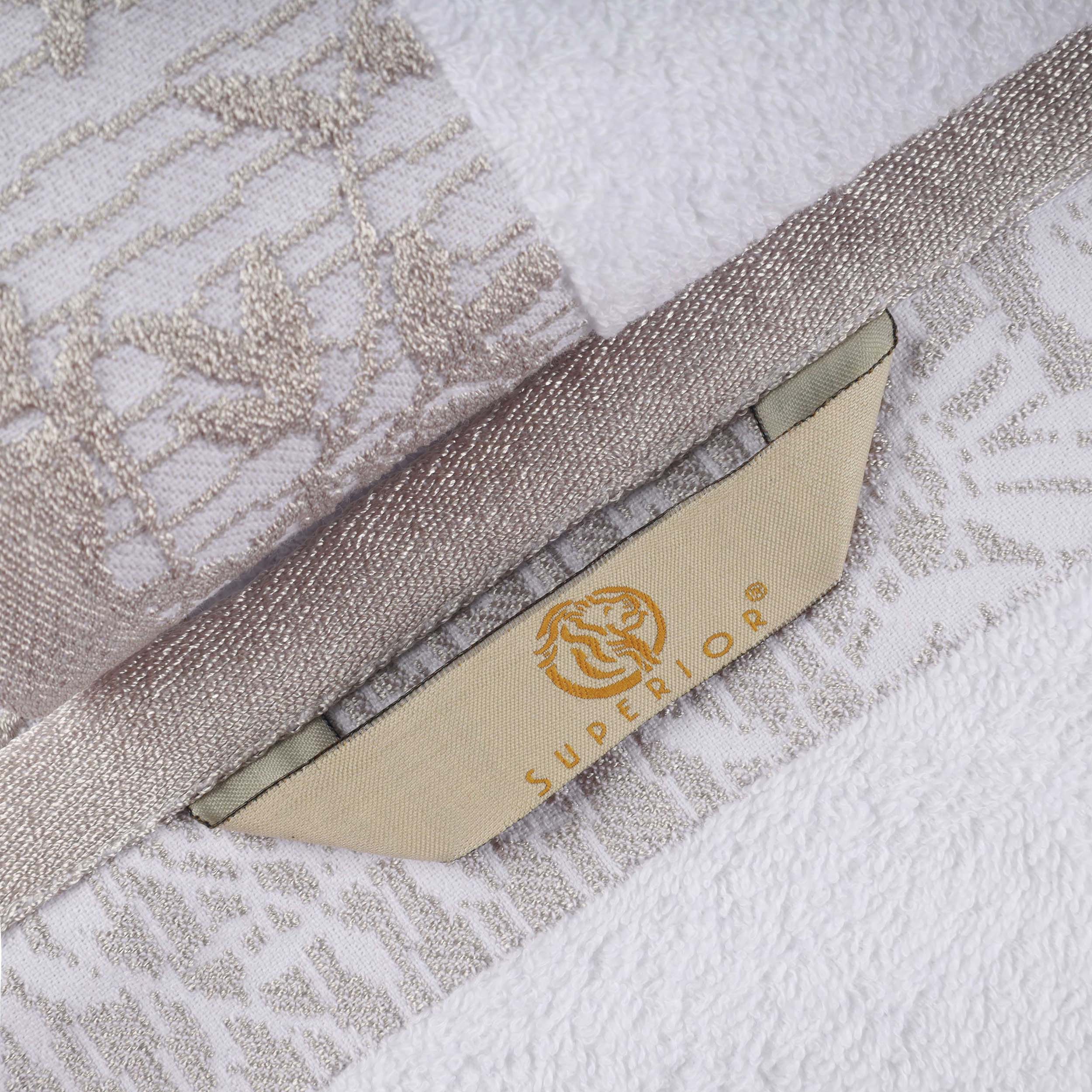 Cotton Floral Jacquard Border Bath Towel Set of 4 - Bath Towel by Superior Brand