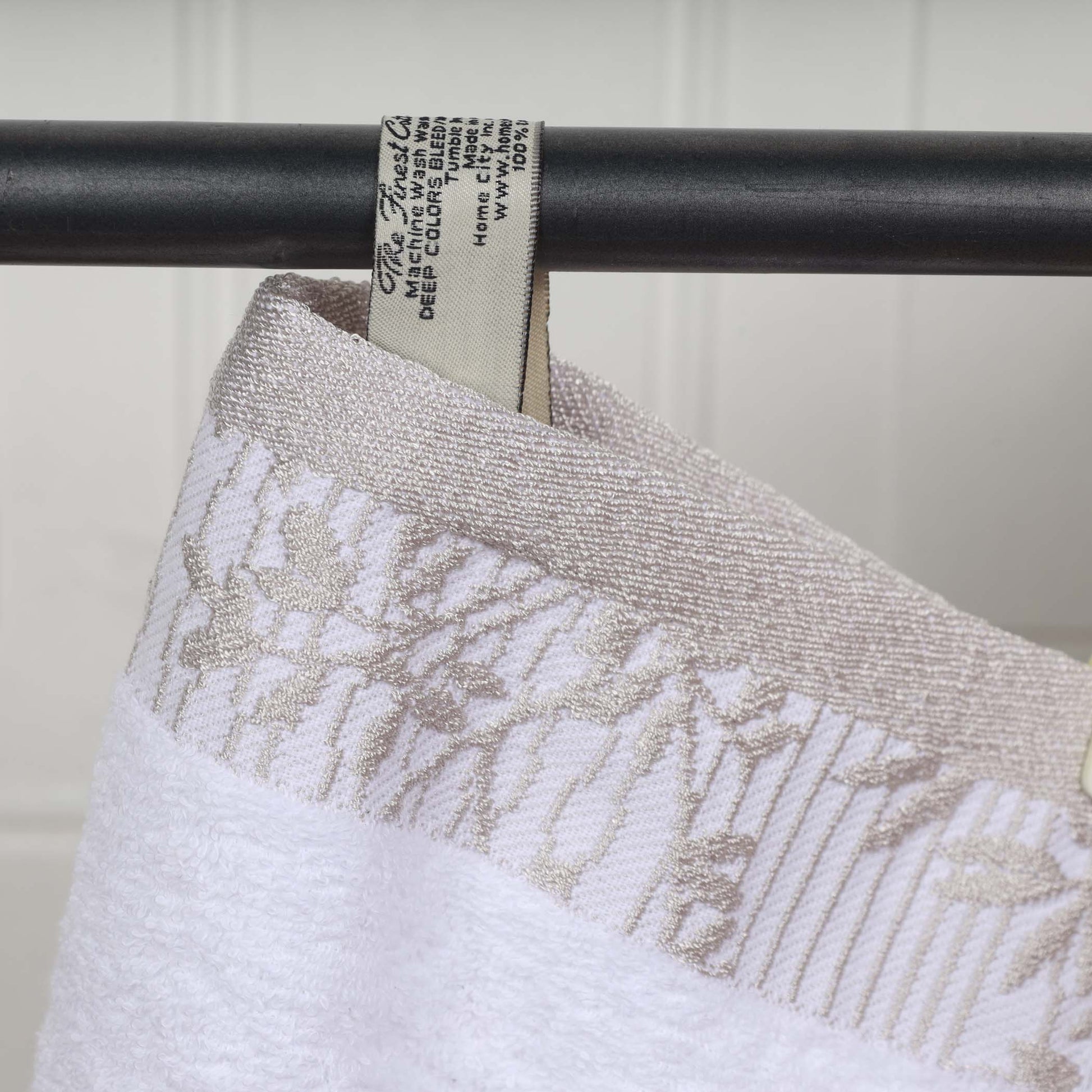 Cotton Floral Jacquard Border Bath Towel Set of 4 - Bath Towel by Superior Brand