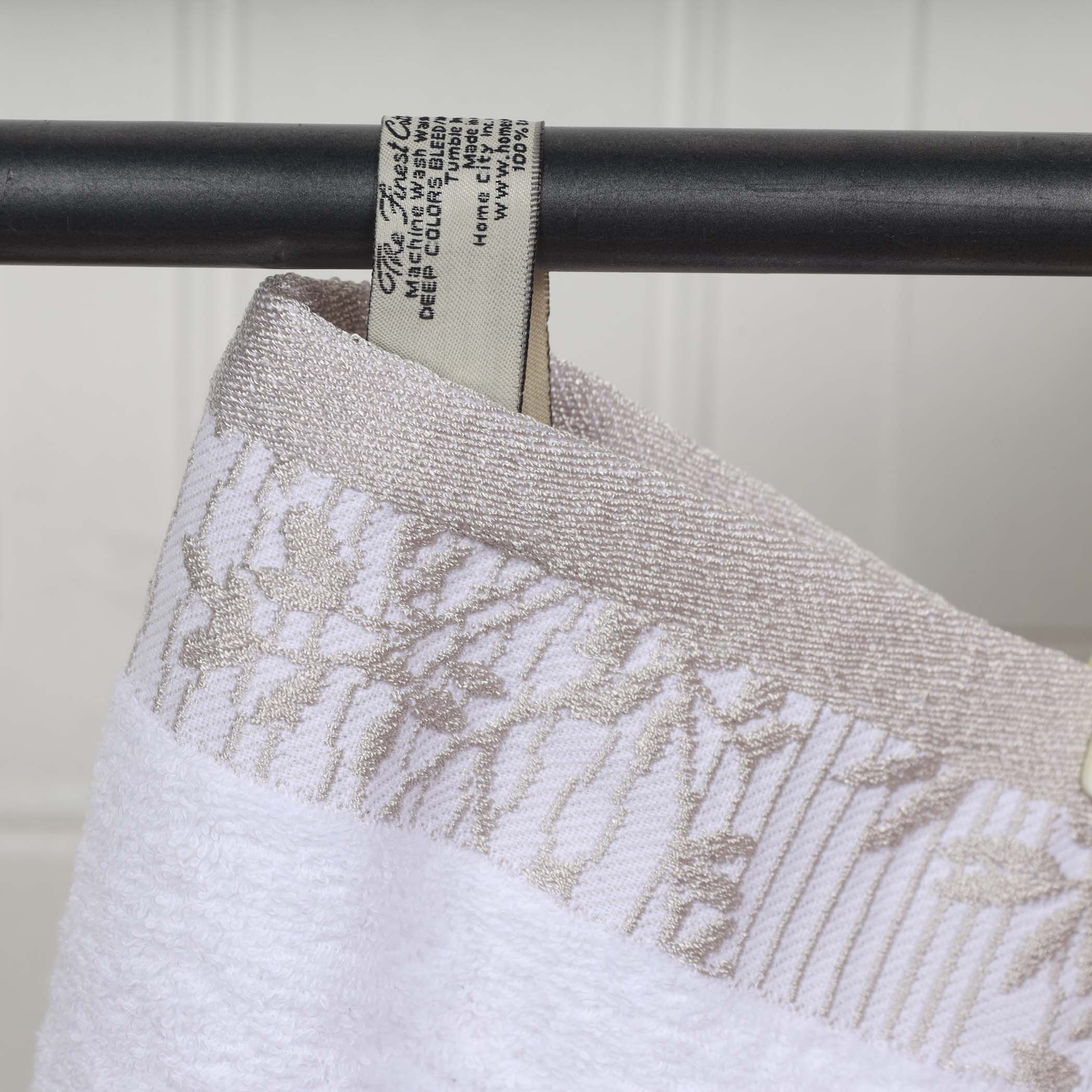 Cotton Floral Jacquard Border Bath Towel Set of 4 - Bath Towel by Superior Brand