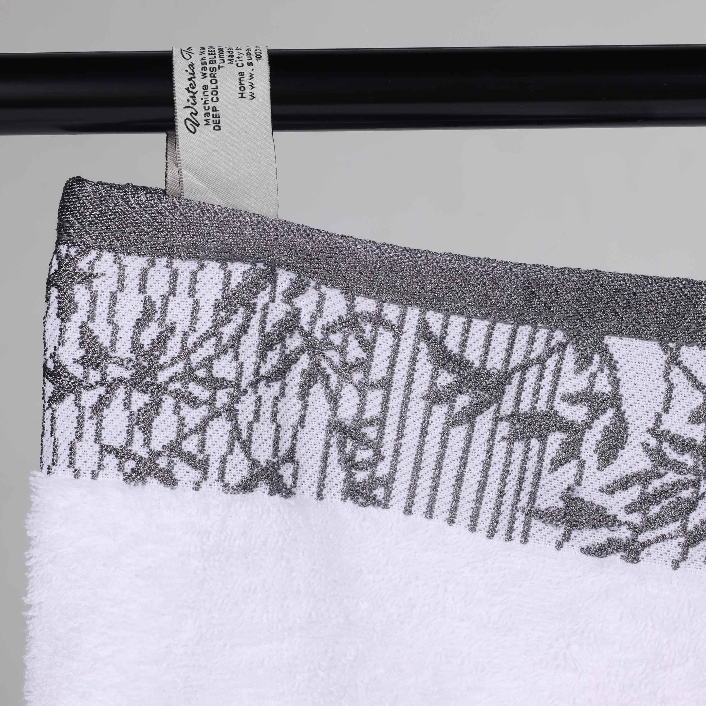 Cotton Floral Jacquard Border Bath Towel Set of 4 - Bath Towel by Superior Brand
