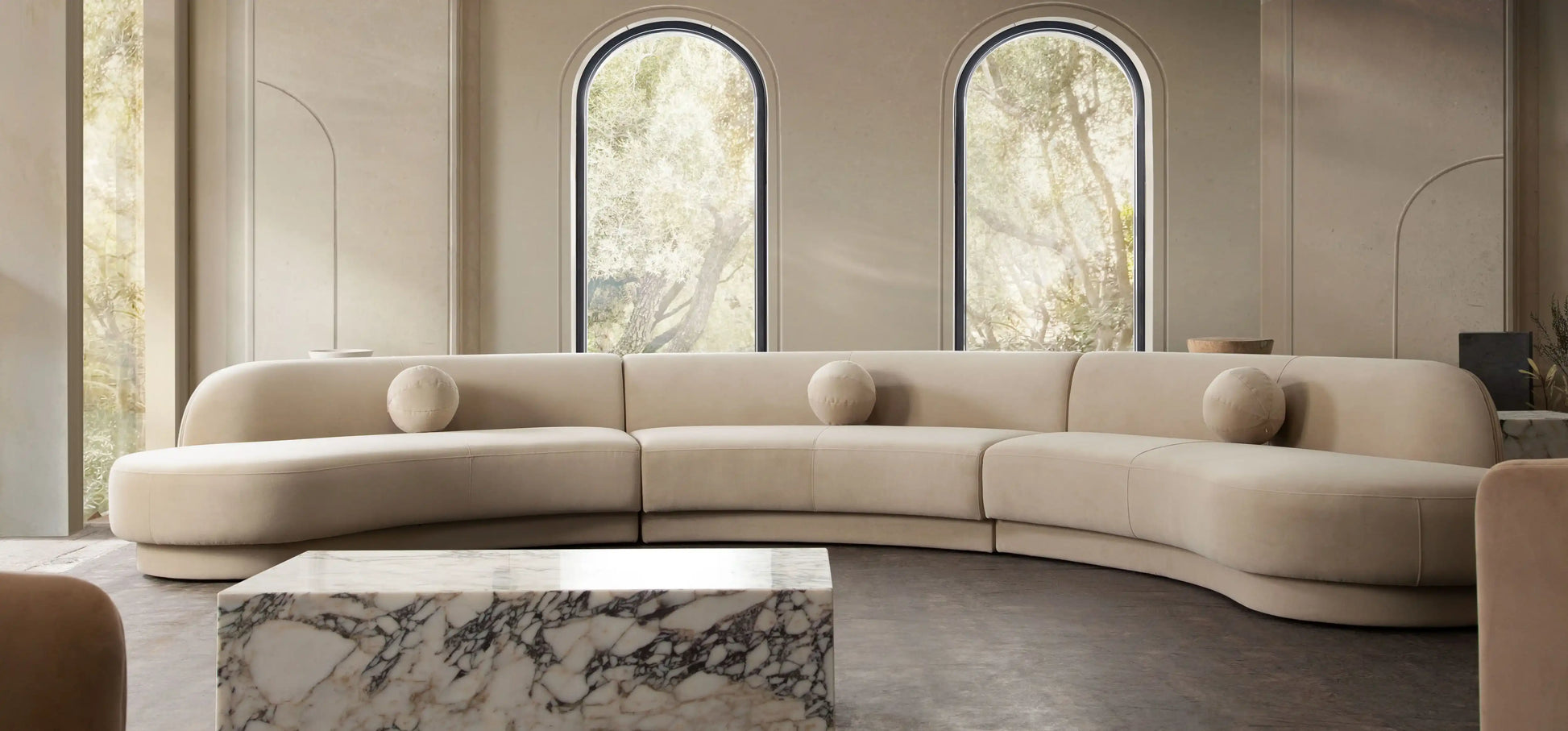 Zelda 3 Piece Sectional | Light Camel Performance Velvet Sectional Sofa - Best Buy Furniture