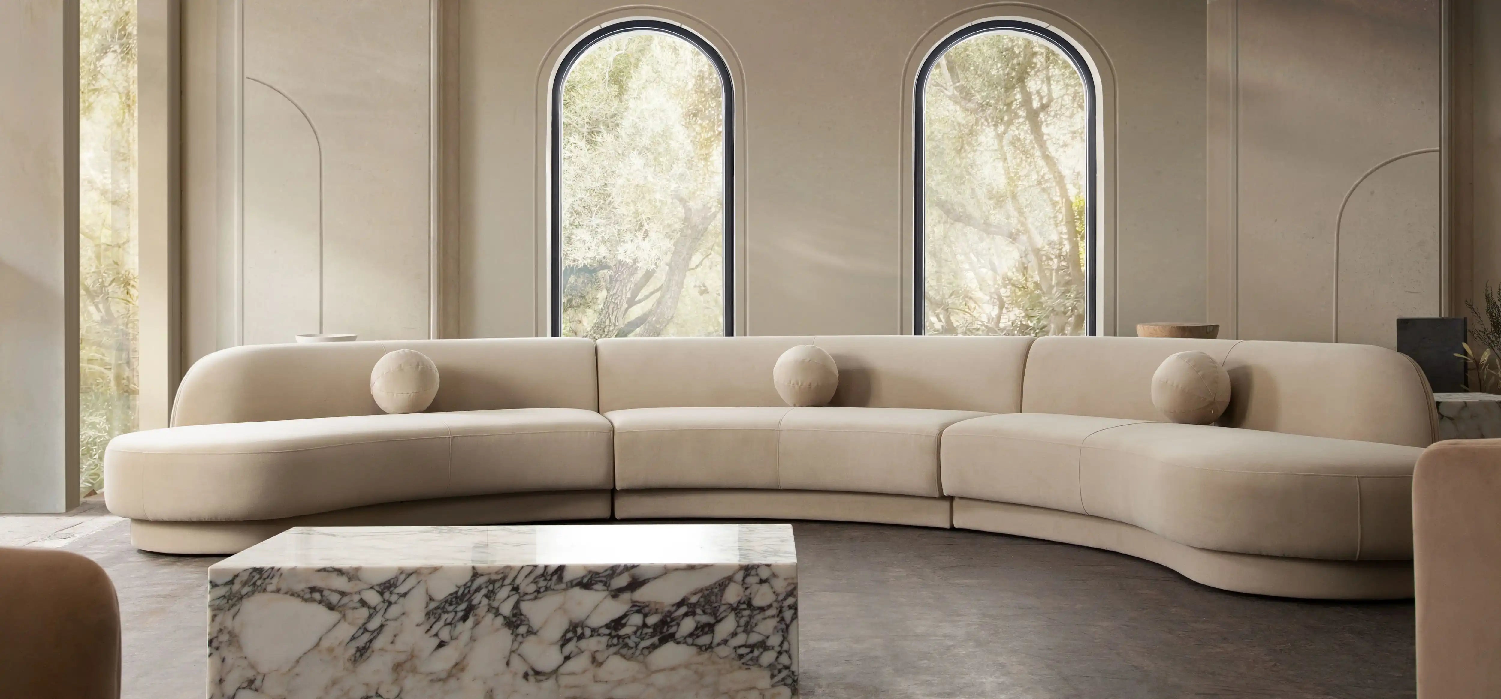 Zelda 3 Piece Sectional | Light Camel Performance Velvet Sectional Sofa - Best Buy Furniture