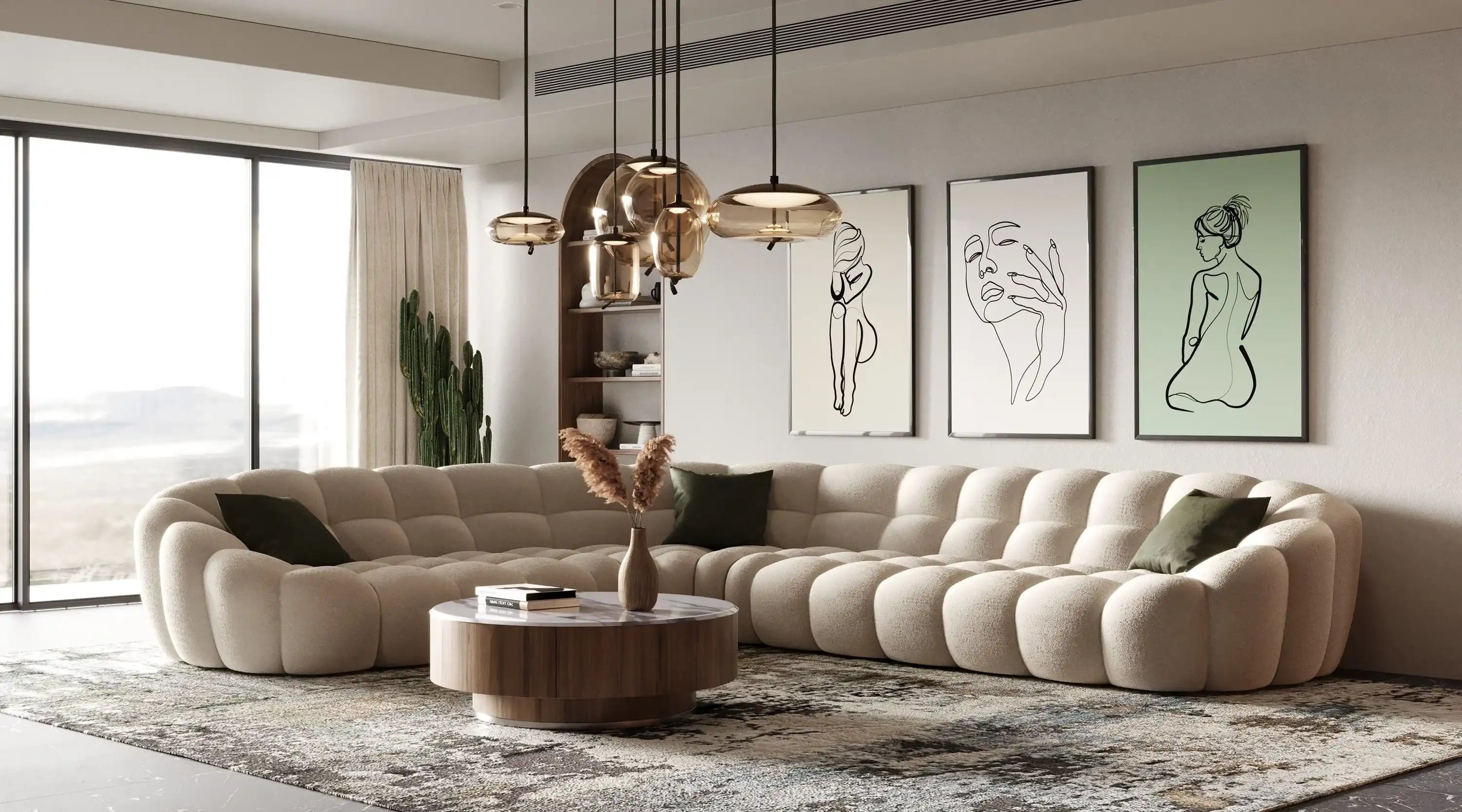 Divani Casa Yolonda - Modern Beige Curved Bubble Sectional Sofa - Best Buy Furniture
