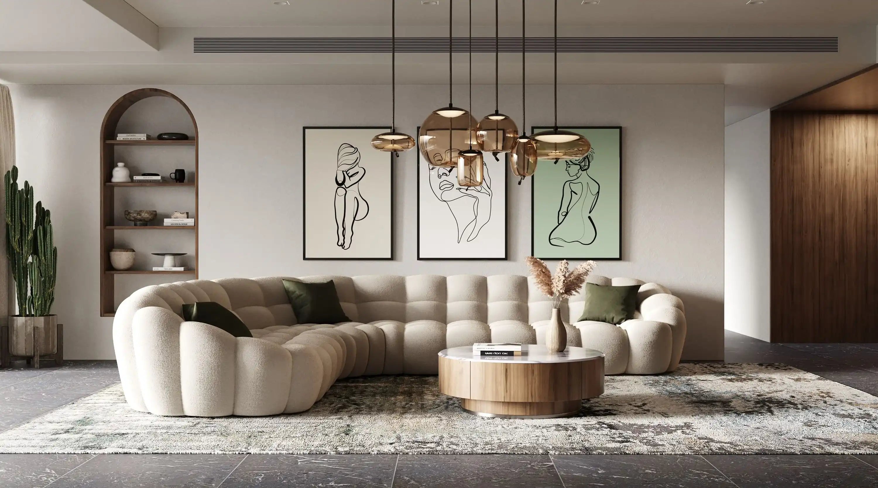 Divani Casa Yolonda - Modern Beige Curved Bubble Sectional Sofa - Best Buy Furniture